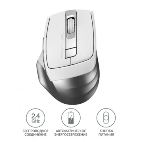 Мышь A4Tech Fstyler FG35 серебристый/белый оптическая (2000dpi) беспроводная USB (6but)